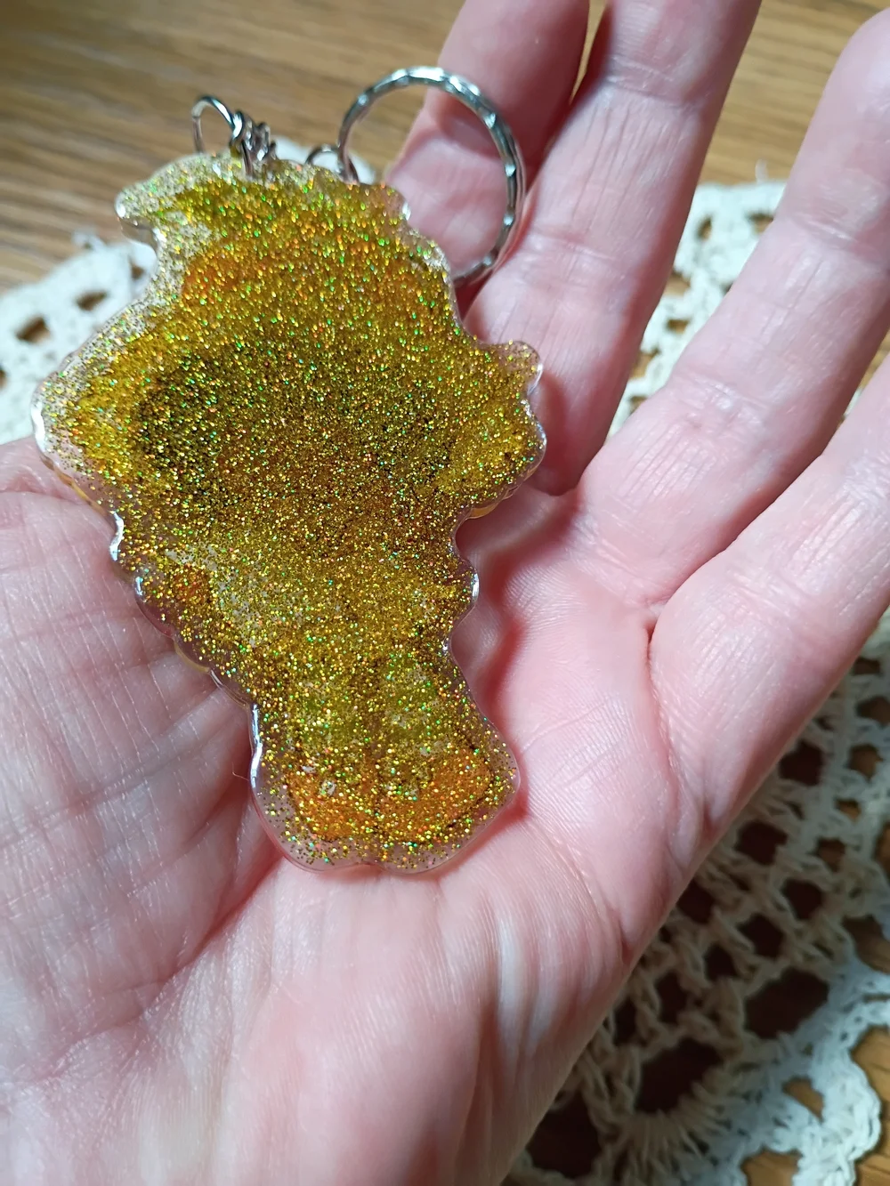 Yellow Glitter Strawberry Character Keychain - Cute Girl Accessory